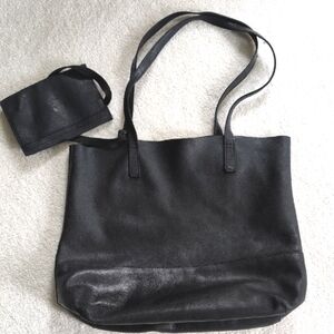 ABLE Mamuye Classic Leather Tote, Black
